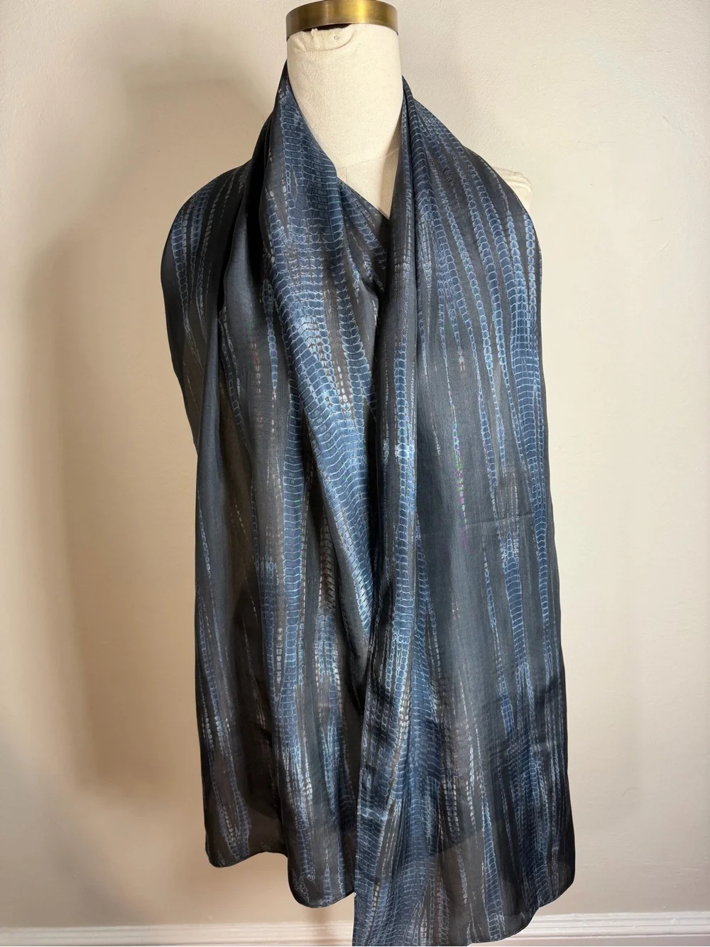 Artist made Batik Snake Skin Pattern Silk Scarf